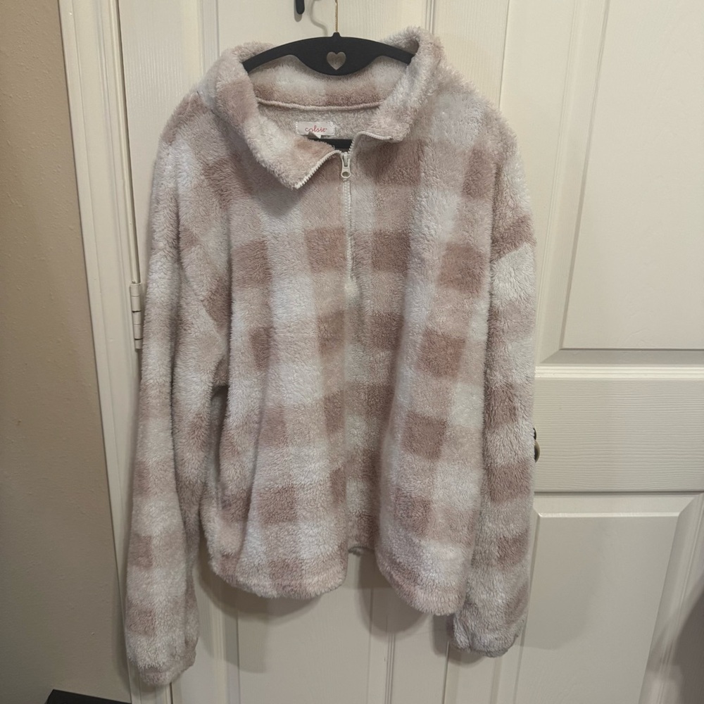 Colsie Pink and White Teddy Jacket
